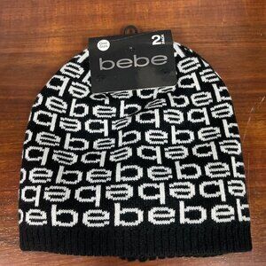 Bebe 2 Pack Beanies Black and White One Size